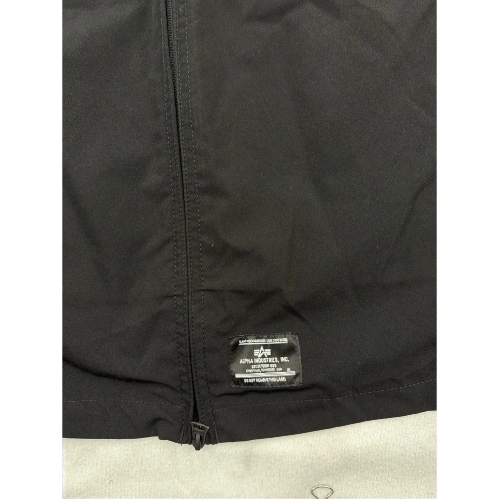 Alpha Industries Mens Full Zip Nylon Cargo Tactical Field Shirt Jacket Black 2XL